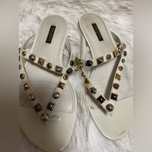 Selling my well loved Louis Vuitton half white sandals. Size 39
